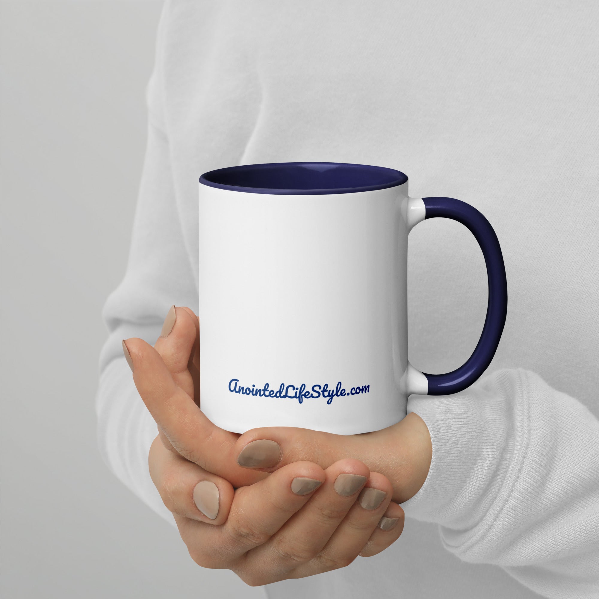 Trust God, Bro! Mug with Color Inside navy blue white