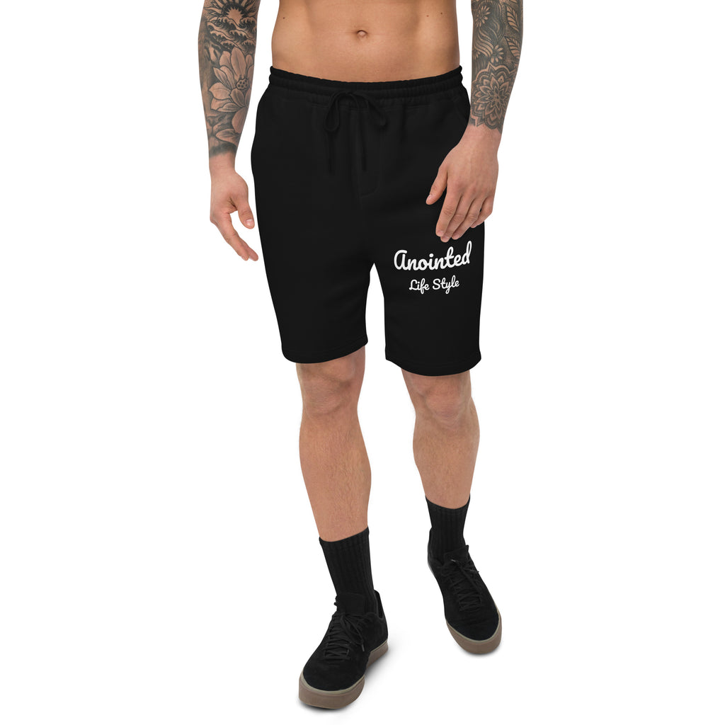 Anointed Life Style Men's fleece shorts white letters