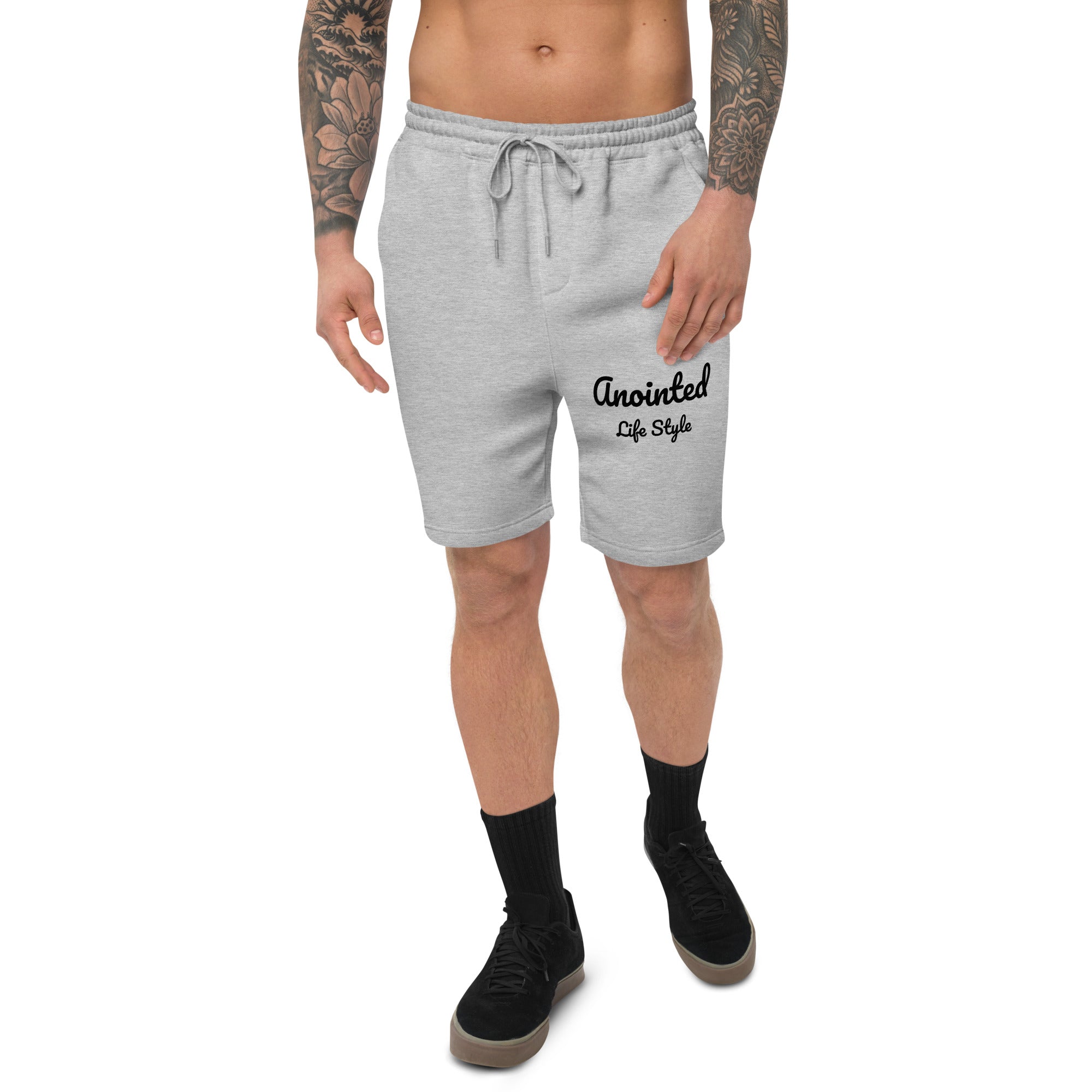 Anointed Life Style Men's fleece shorts Grey Black Letters