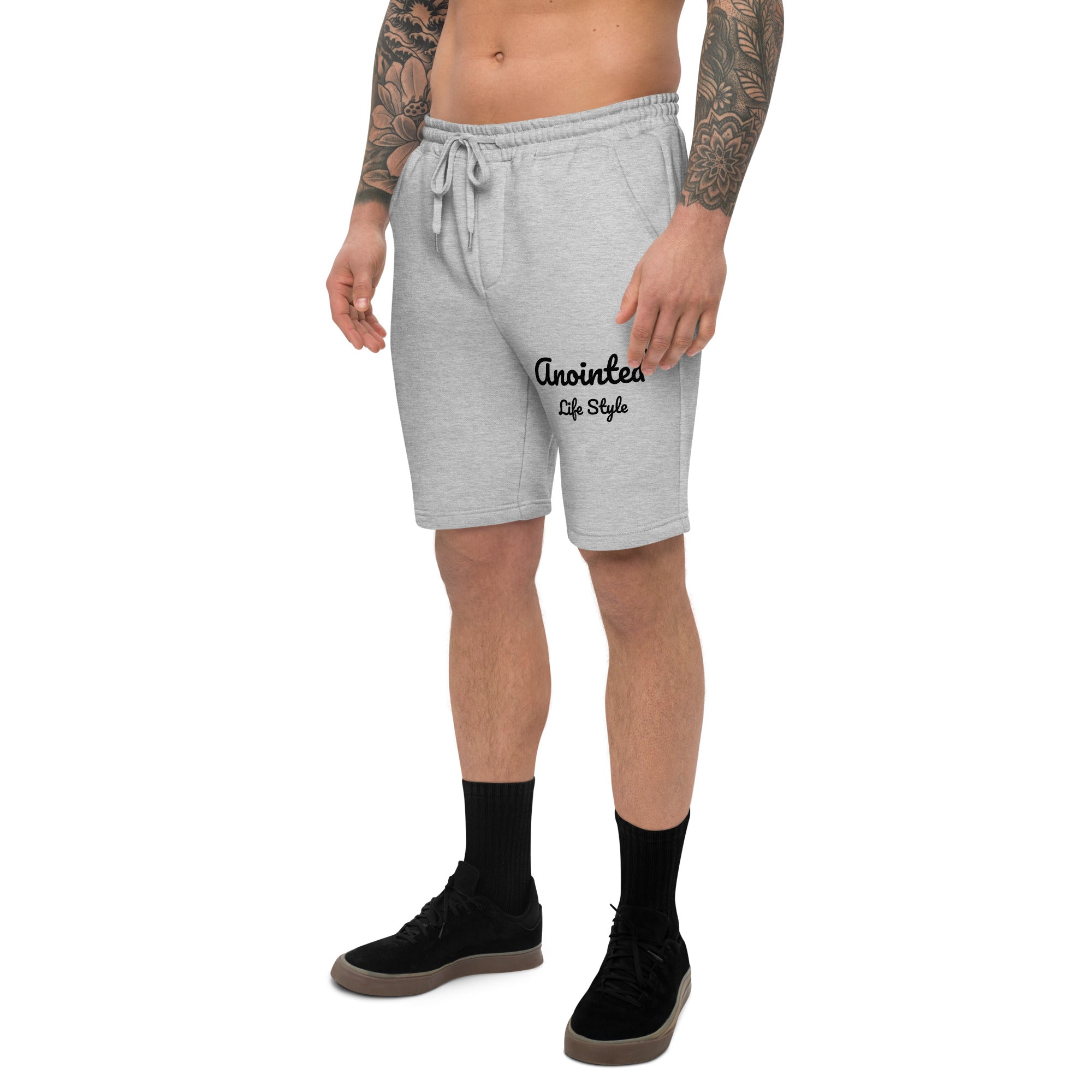 Anointed Life Style Men's fleece shorts Grey Black Letters